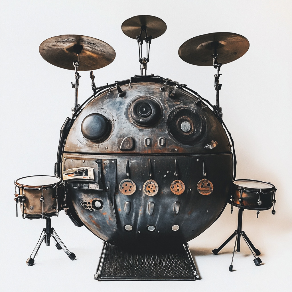 Portable metal drum kit with handpan structure