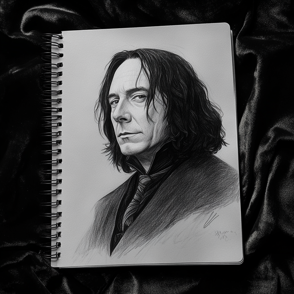 Portrait of Handsome Severus Snape in Pencil Sketch