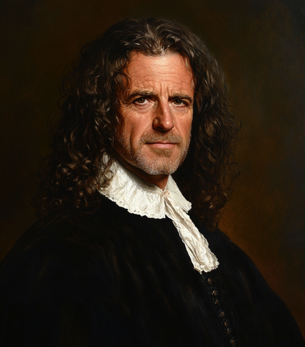 Portrait of Mel Gibson as Puritan Reverend in Rembrandt style