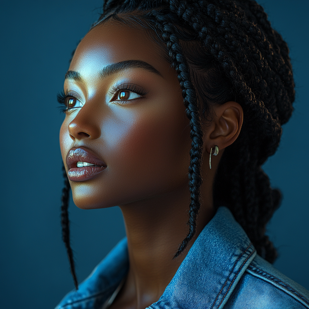 Portrait of beautiful African woman in studio lighting