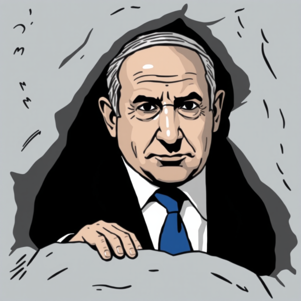 Prime Minister Netanyahu hides in a hole.