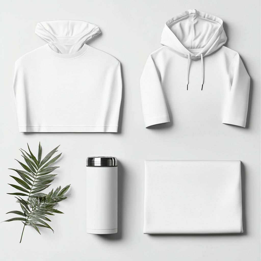 Professional bundle with blank clothes and mugs