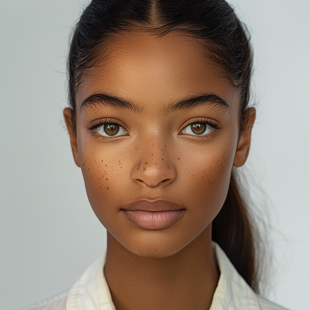 Professional close-up portrait of African American teen.