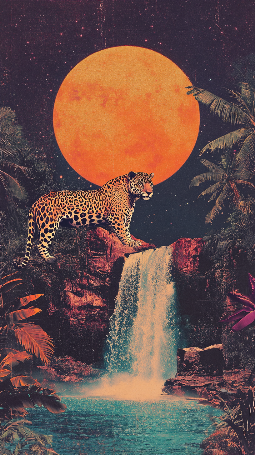 Psychedelic Jaguar Roaming in Alien World