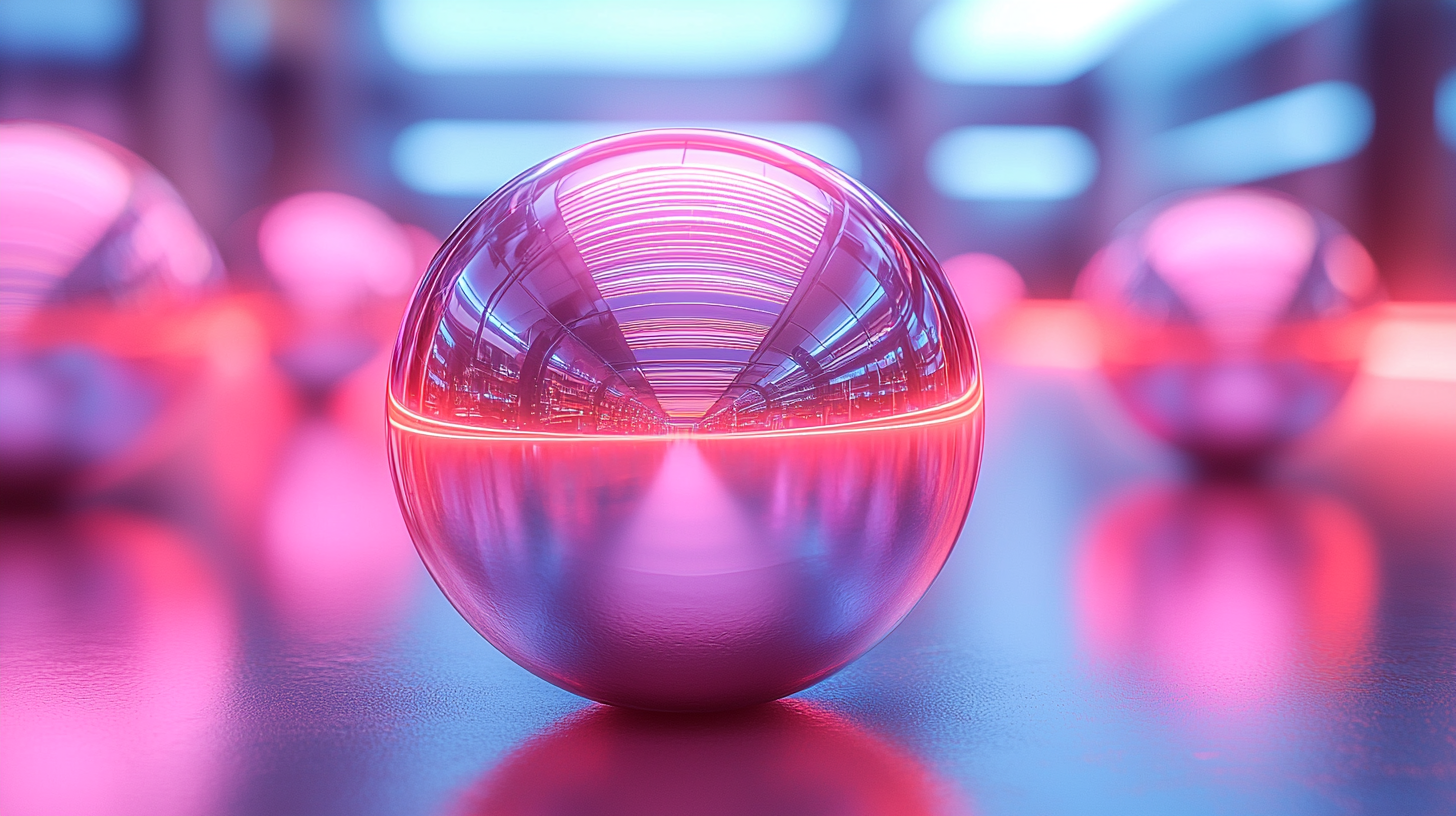 Psychedelic Metal Balls Floating in Tron World