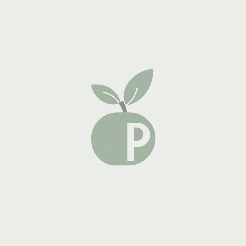 Psychology Practice Logo: Fruit Stone Motif with P.