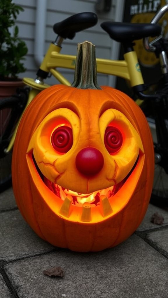 Pumpkin Carved with Jigsaw's Face for Halloween