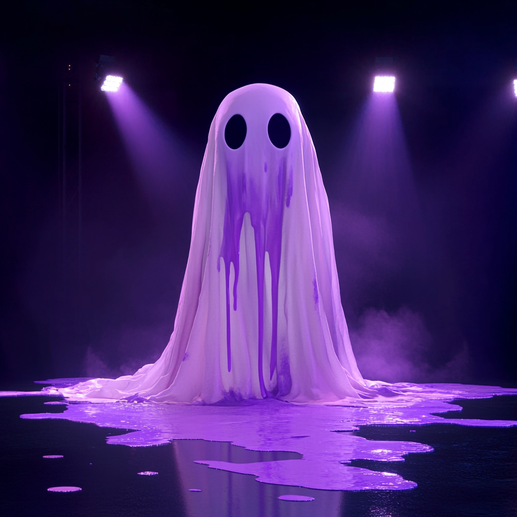 Purple liquid drips from Pixar-style ghost