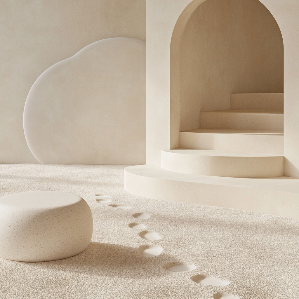 Playground with sand footprints and abstract shapes