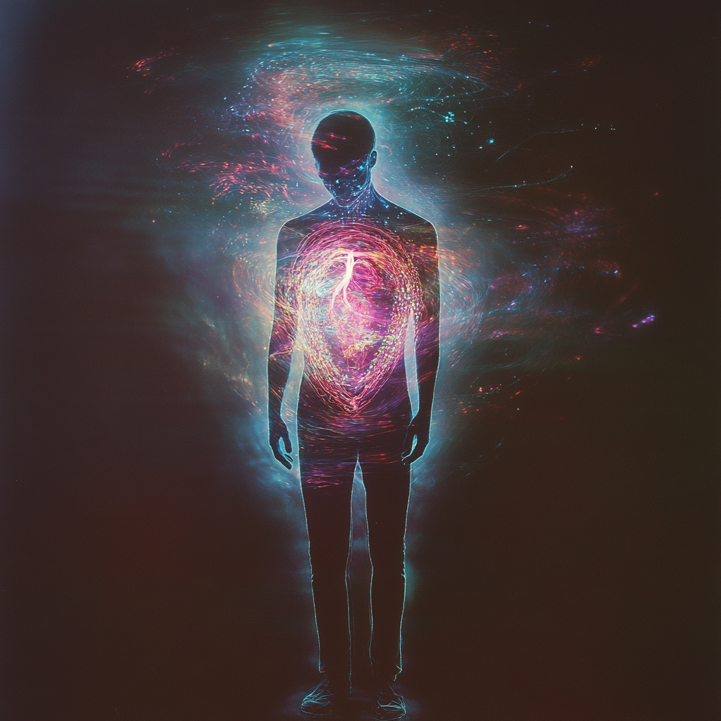 Radiant Heart Energy Field Surrounds Human Figure