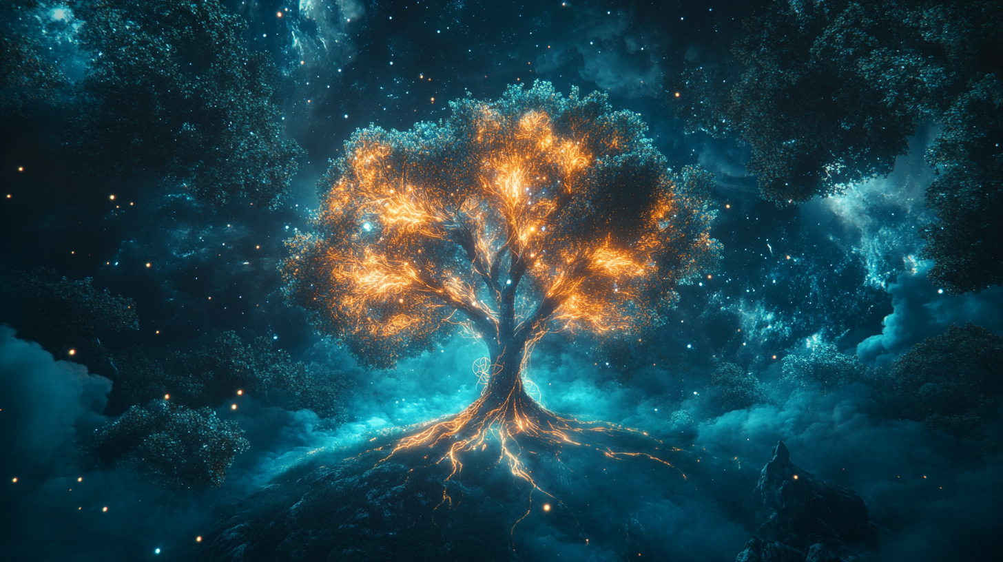 Radiant Tree of Life: Healing Energy Illustration