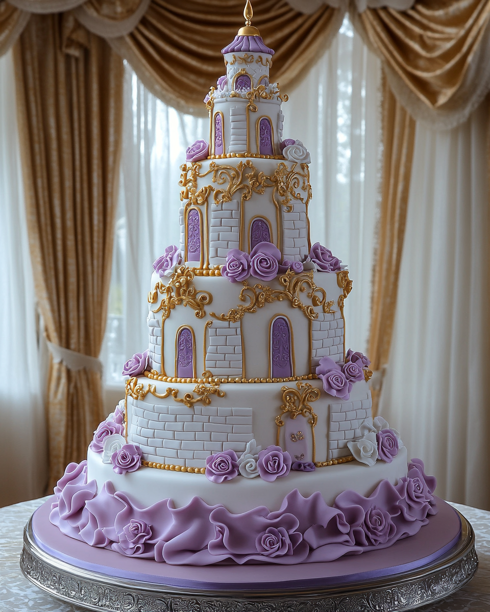 Rapunzel's Tower Inspired Lavender Wedding Cake