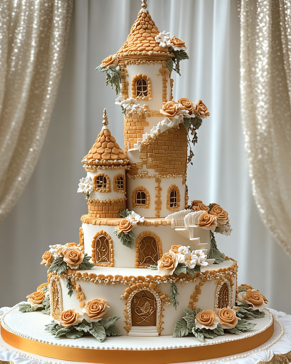 Rapunzel's Tower Inspired Wedding Cake with Elaborate Design