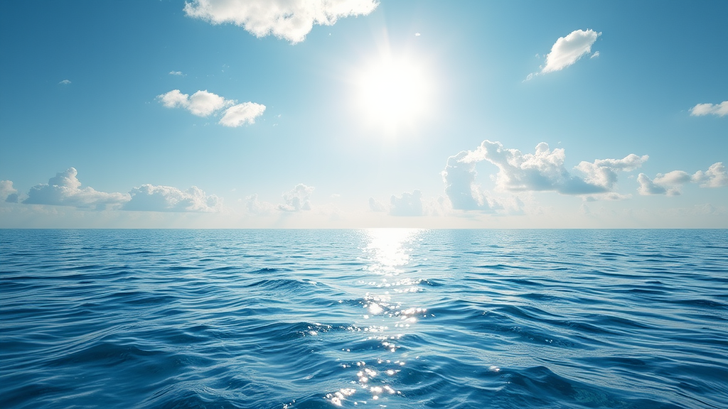 Realistic Nature View with Sun, Water and Sky
