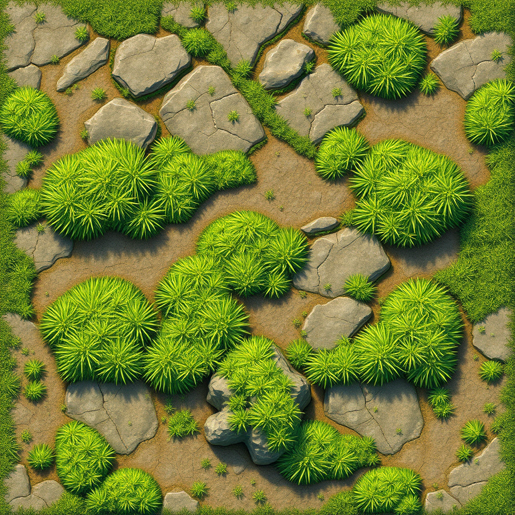 Realistic grass and rock game tiles for children