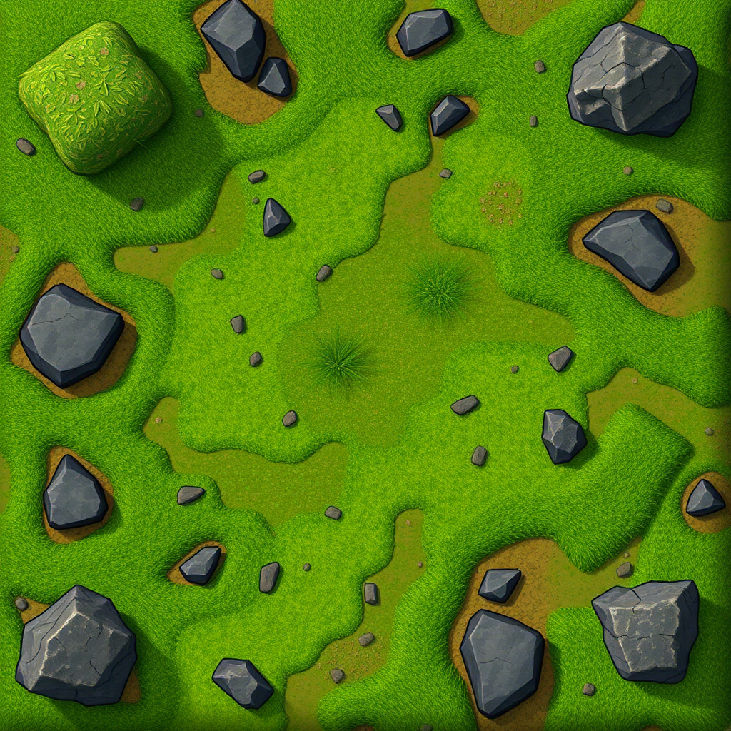 Realistic grass and rock game tiles for plains