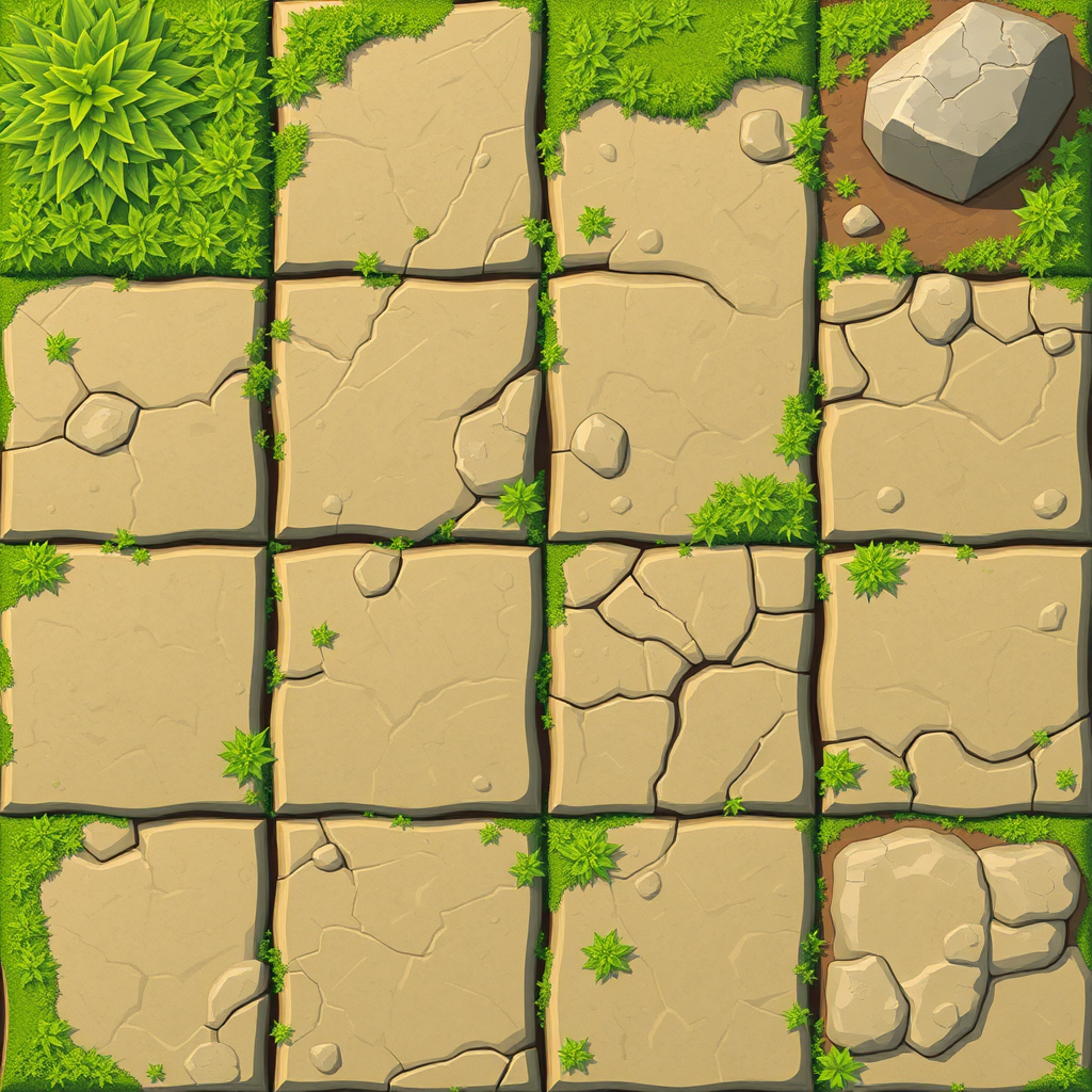 Realistic grass and rock tiles for video game