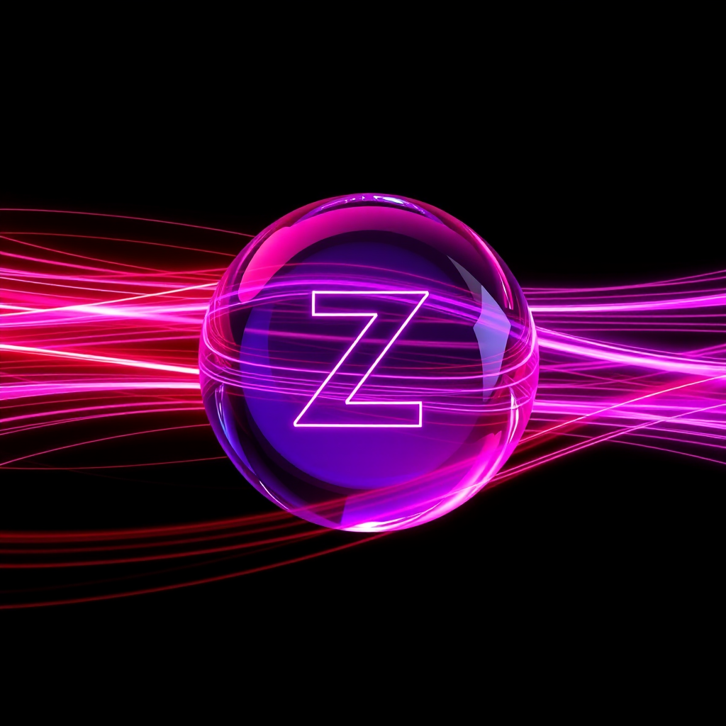 Red & Purple Sphere with Z on Black