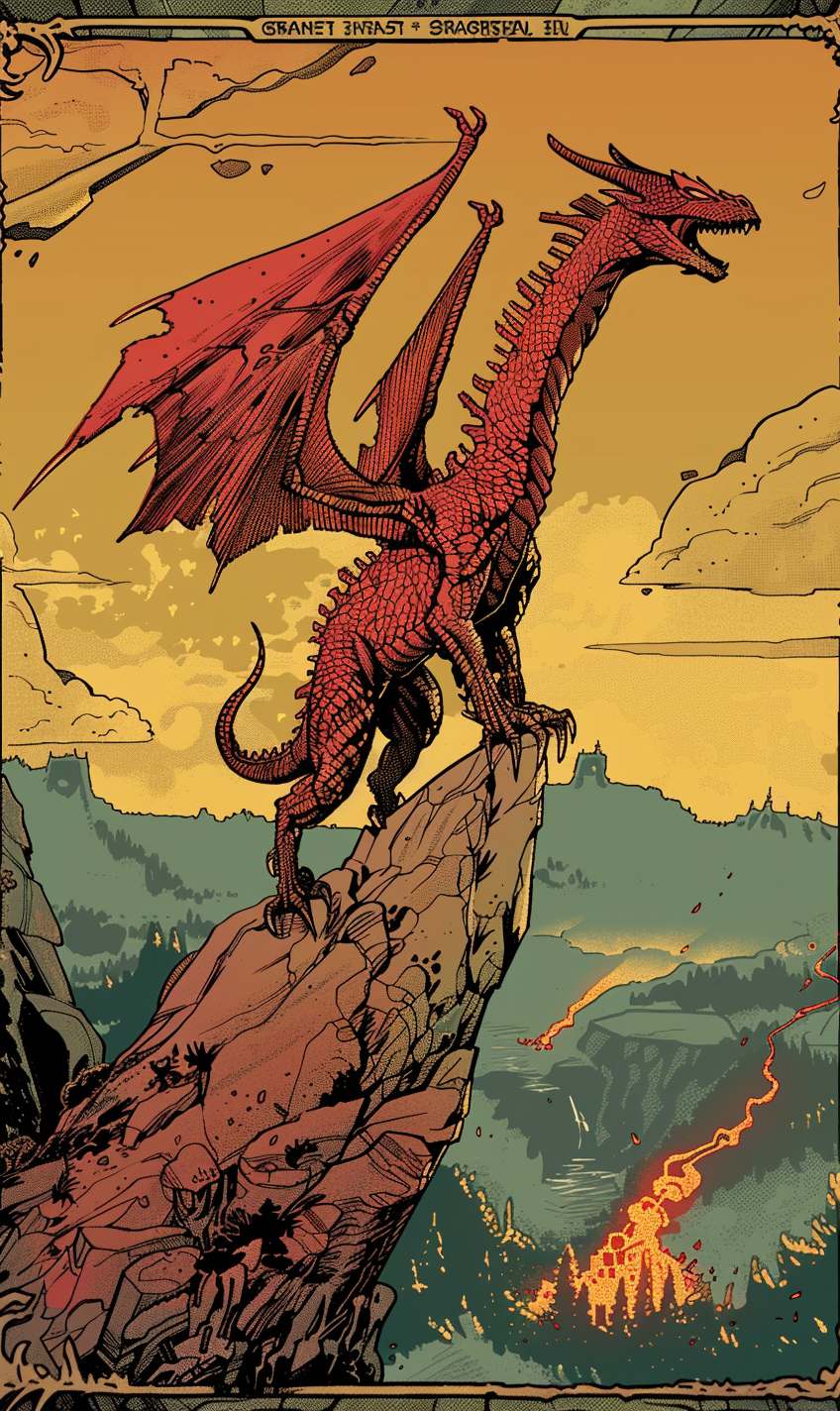 Red Dragon Overlooking Burning City, Appalachian Backdrop