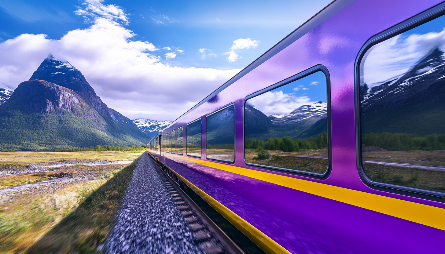 Reflecting mountains in Norway seen from train window