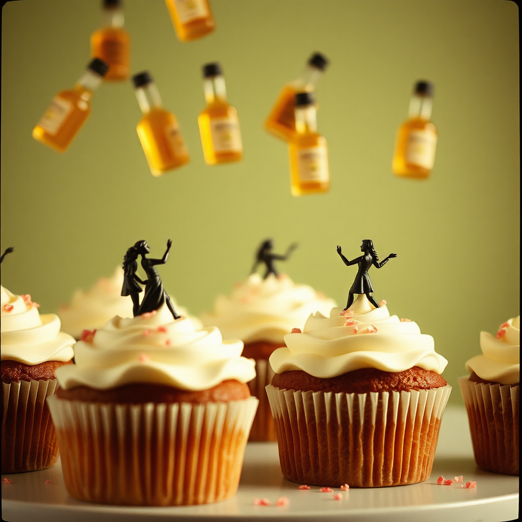 Retro Dancing Cakes with Whiskey Bottles