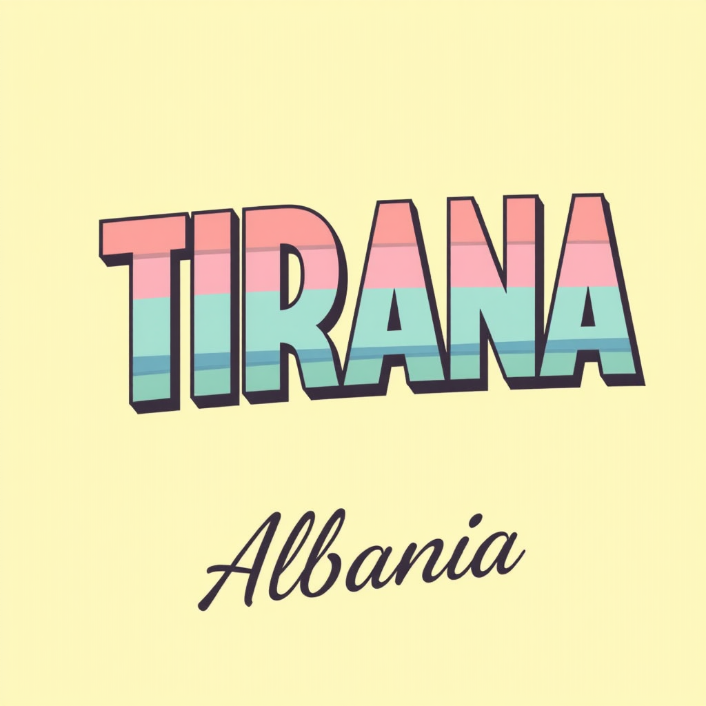 Retro Tirana Albania Design in Pastel Colors