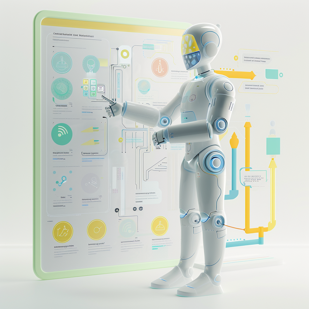 Robot instructor teaches steps with holographic screen