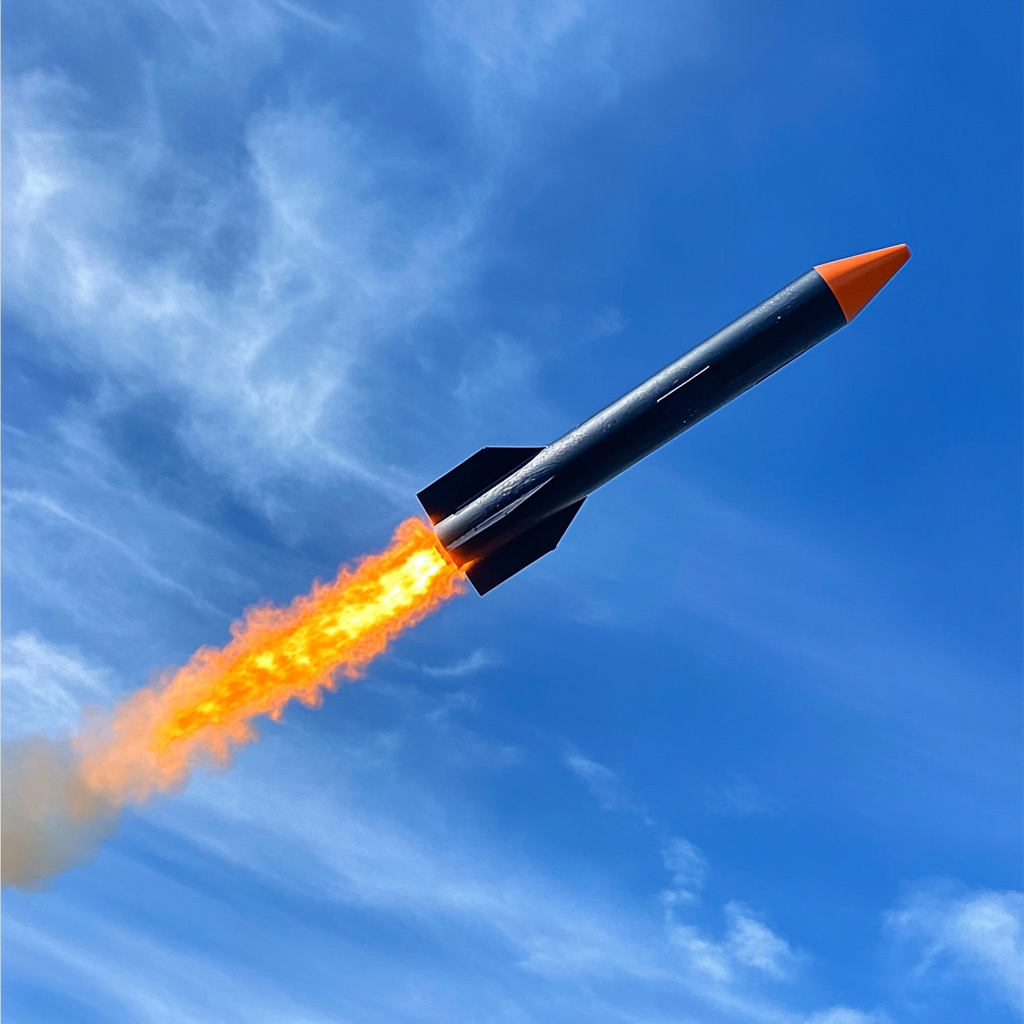 Rocket Breaking Sound Barrier with Orange Fire