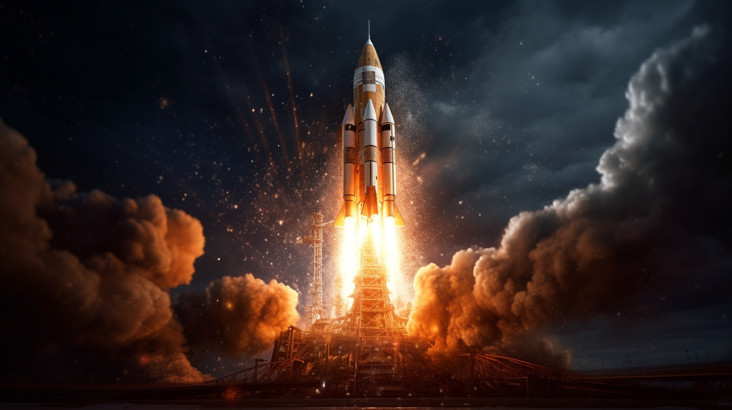 Rocket launch captured in high quality 3D image.