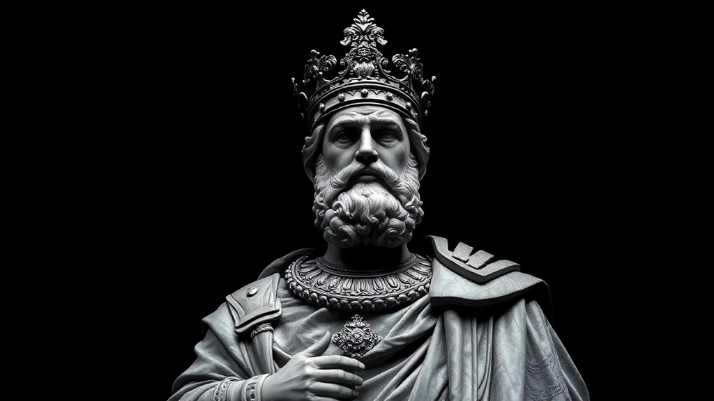 Romanian Emperor Statue in Classical Style, Black & White.