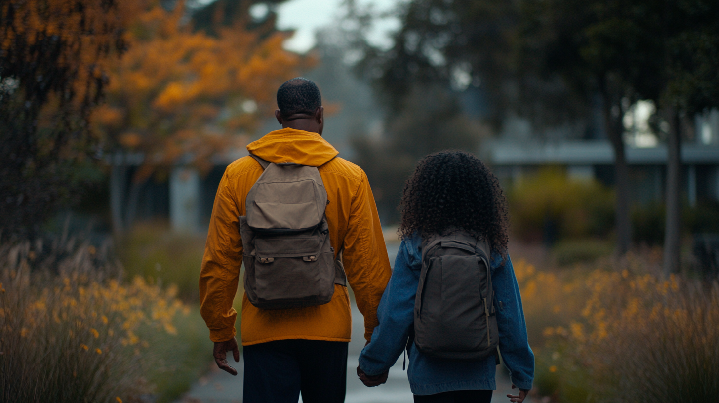 Samuel L Jackson walks with a black girl