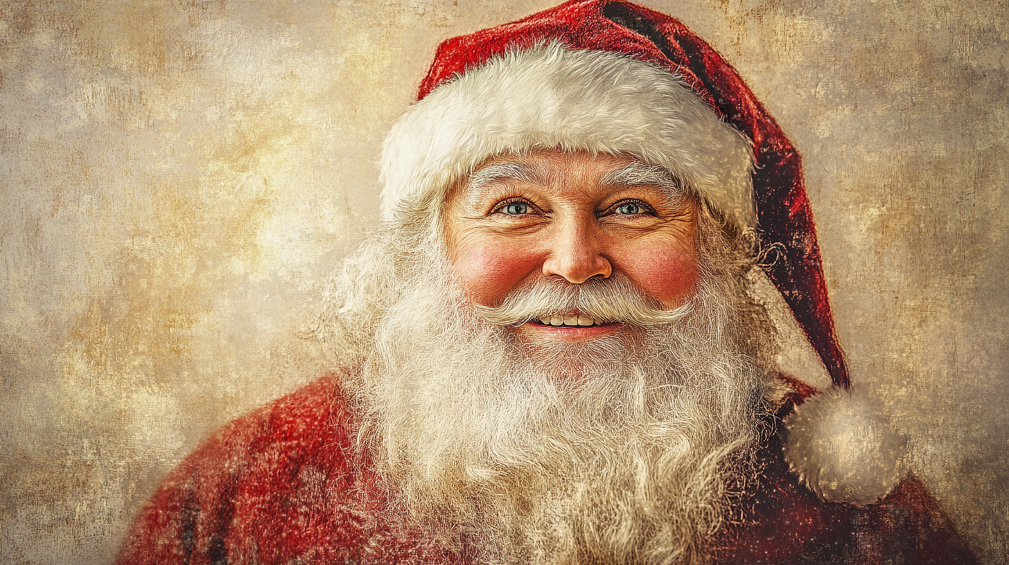 Santa's classic vintage oil painting in neutral tones