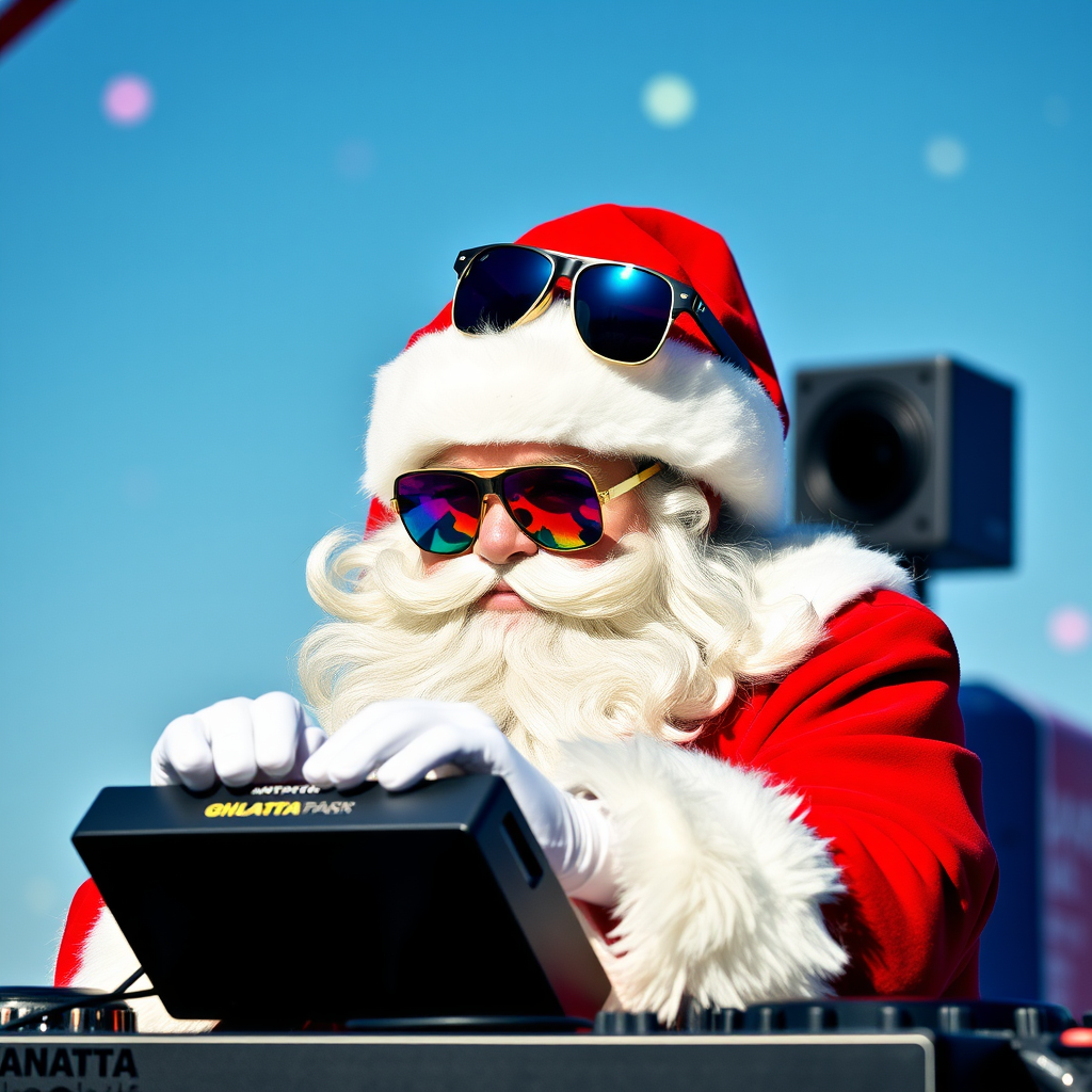 Santa as a Cool DJ at a Party