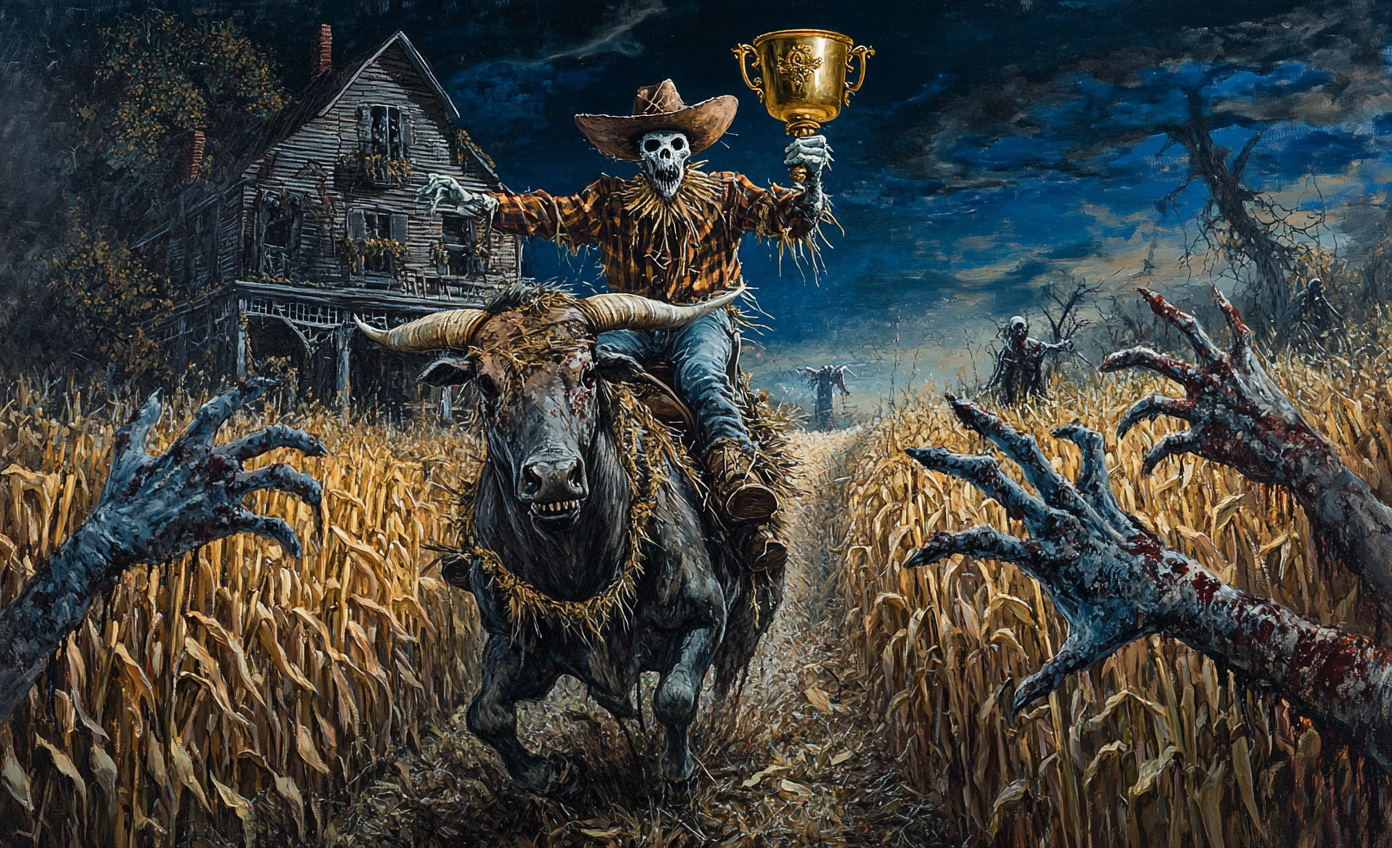 Scarecrow on Longhorn in Corn Maze wins Trophy