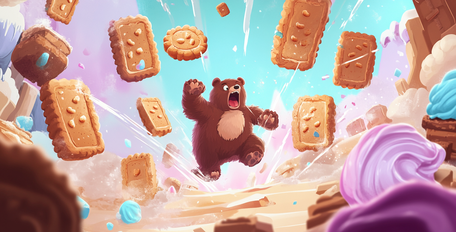 Scared Bear Amidst Cookie Jam Game Chaos