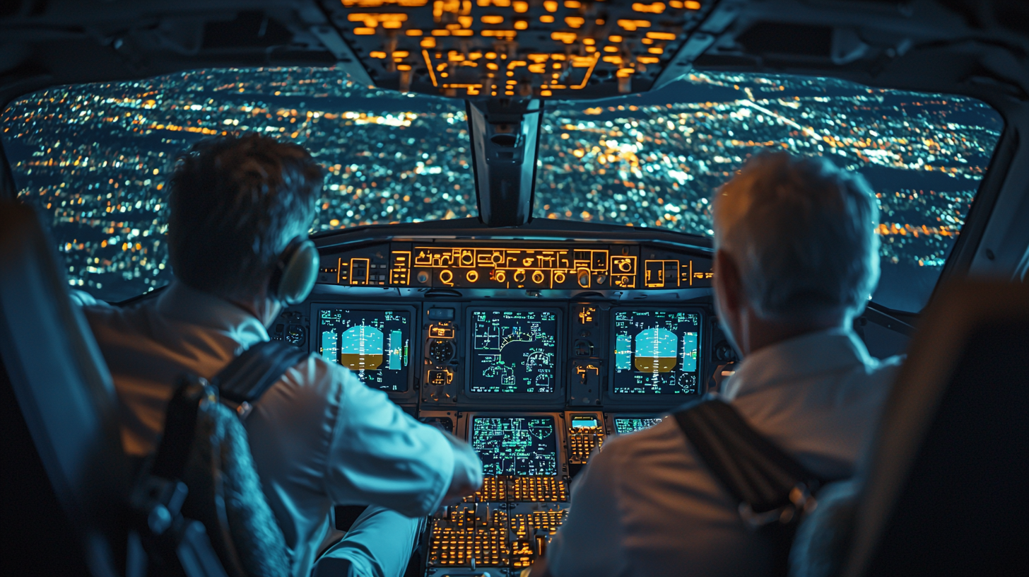 Scared pilots in cockpit, white balance fright.