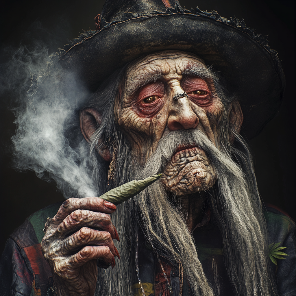 Scary Willie Nelson Halloween Character Smoking Joint