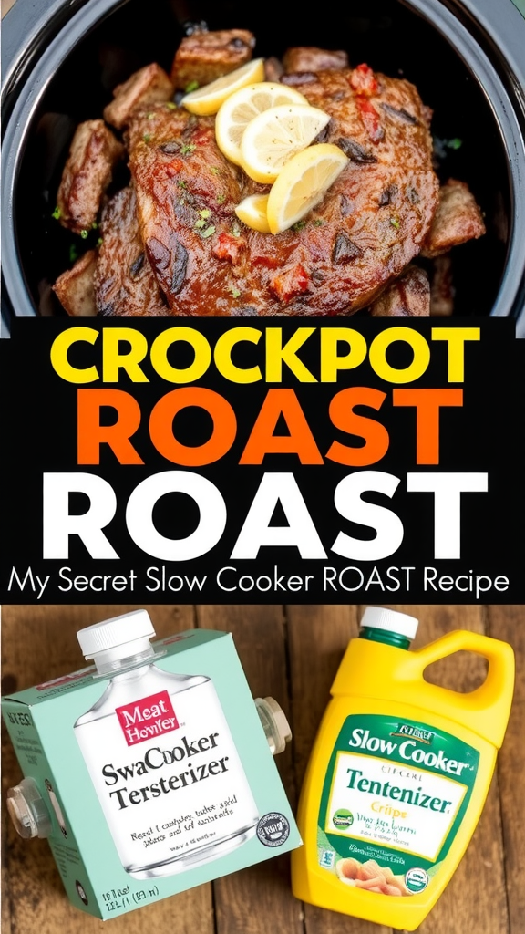 Secret recipe for tender Crockpot Roast recipe showcased.