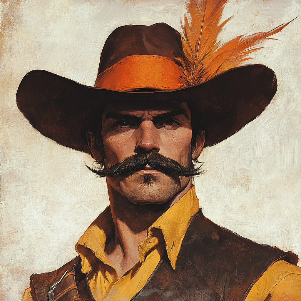 Serious Adventurous Cowboy with Bold Features 