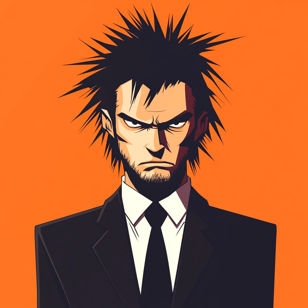 Serious man with spiky hair in suit