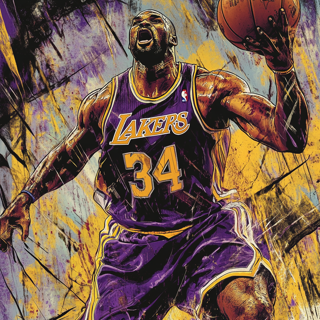 Shaquille O'Neal Basketball Poster Art with Urban Graffiti Style 