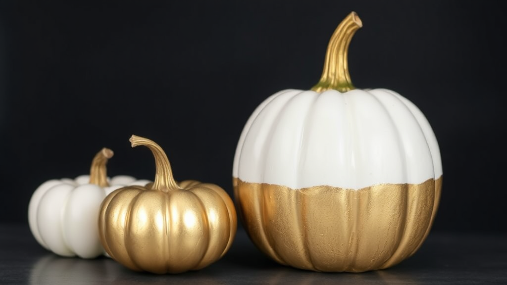 Shiny Gold Paint on Elegant White Pumpkin