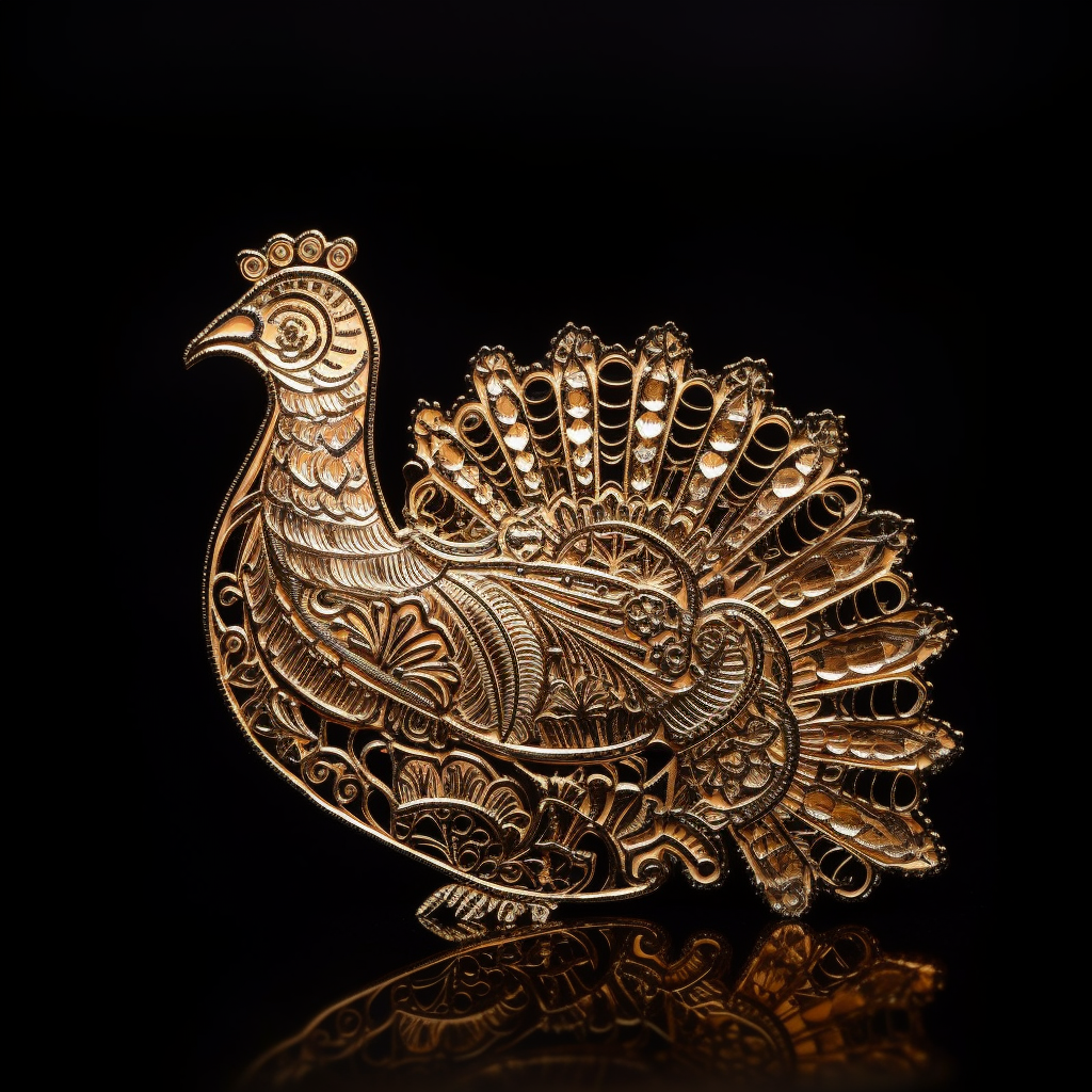 Shiny gold and bronze turkey sticker on black