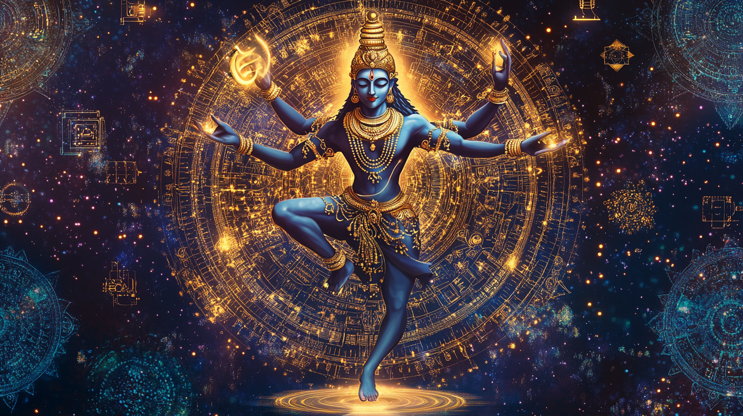 Shiva Nataraja dances in cosmic digitalized universe