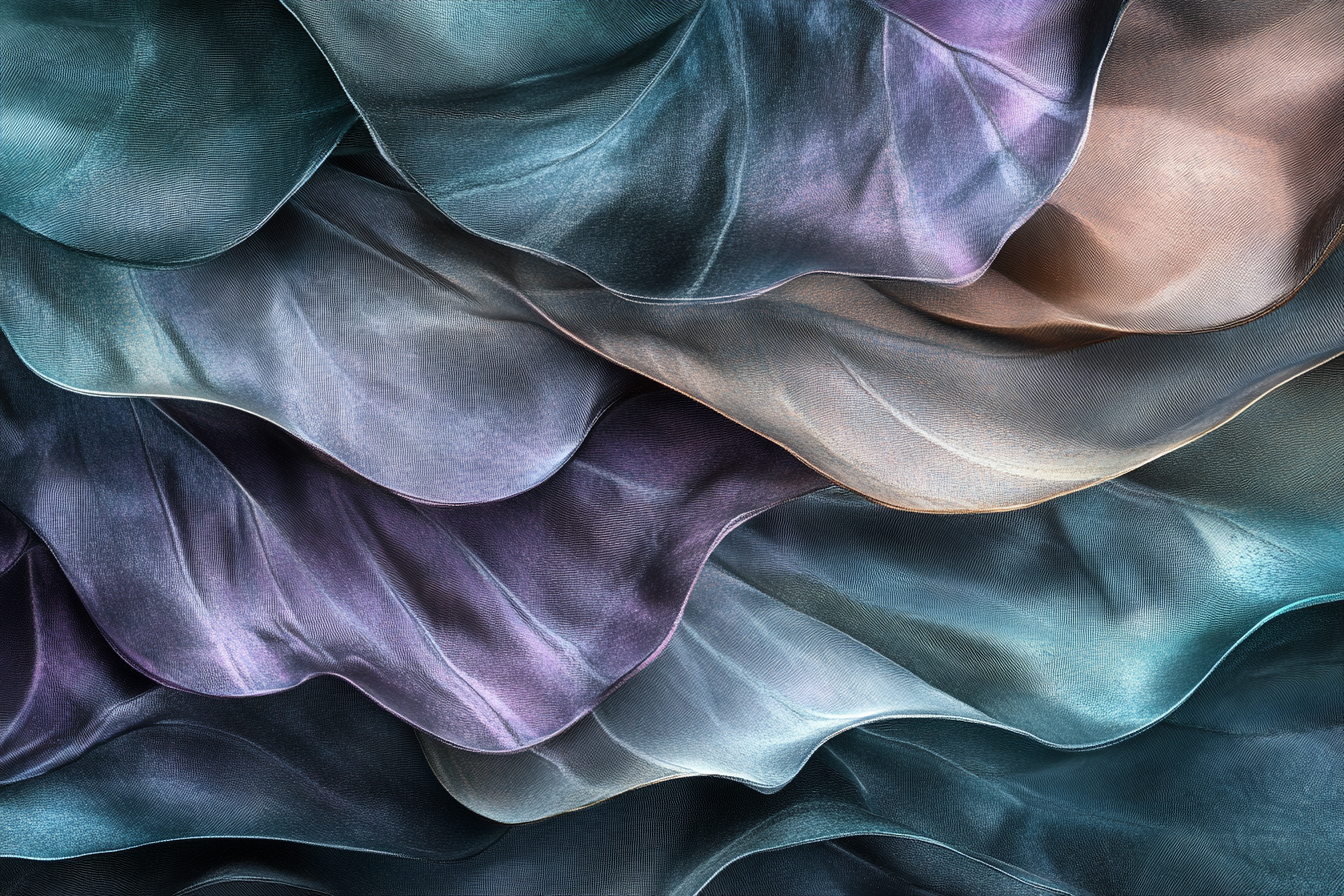 Silk fabric leaves in wavy resin style