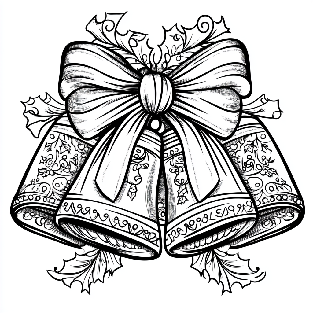 Simple Christmas bells coloring page for beginners