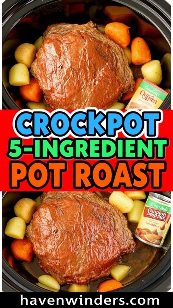 Simple Crockpot Pot Roast Meal Recipe Display