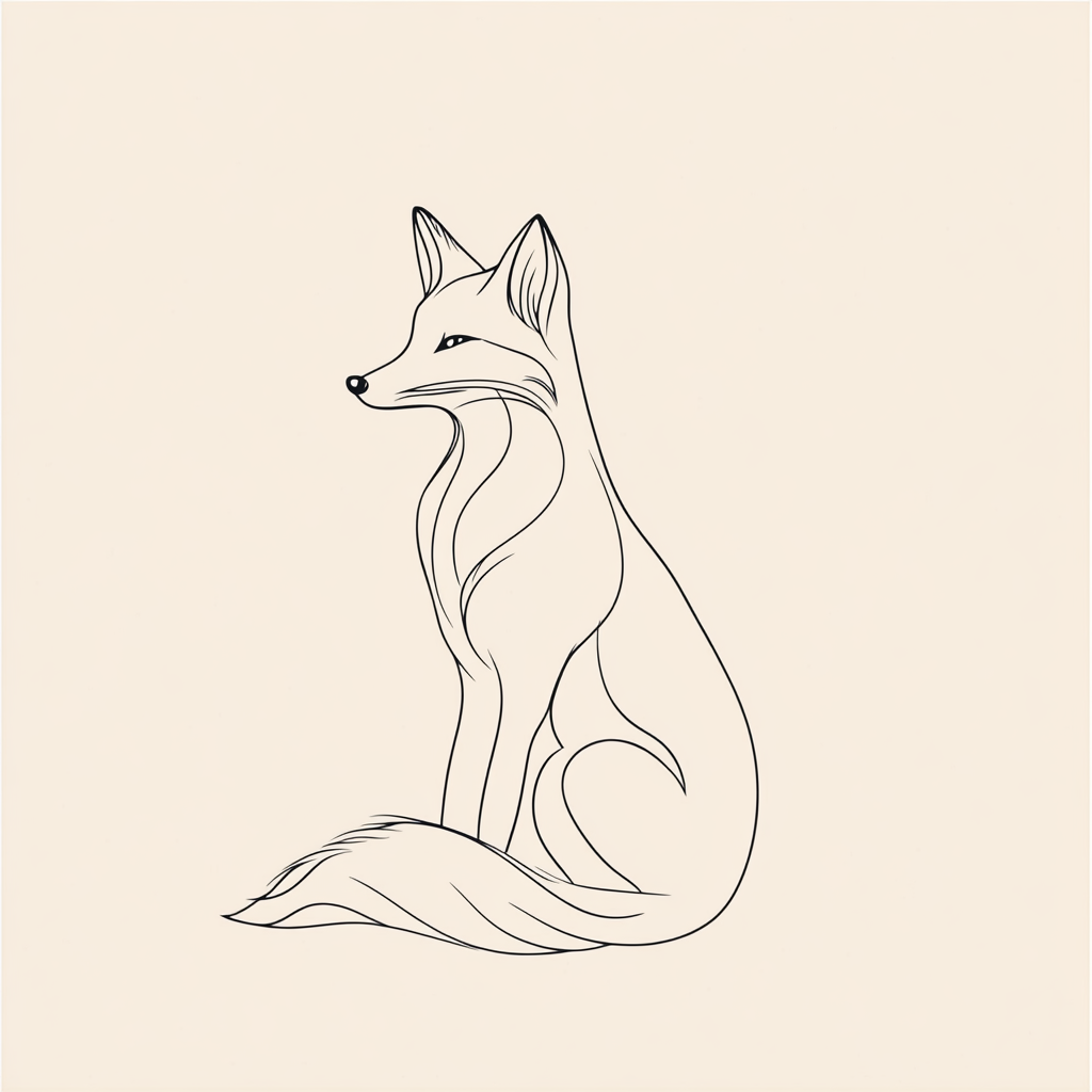 Simple coloring page: Fox sitting quietly