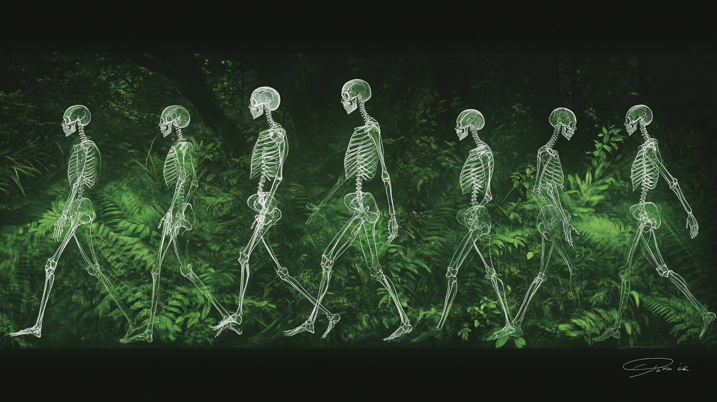 Skeletons in Jungle with Ghostly Faces