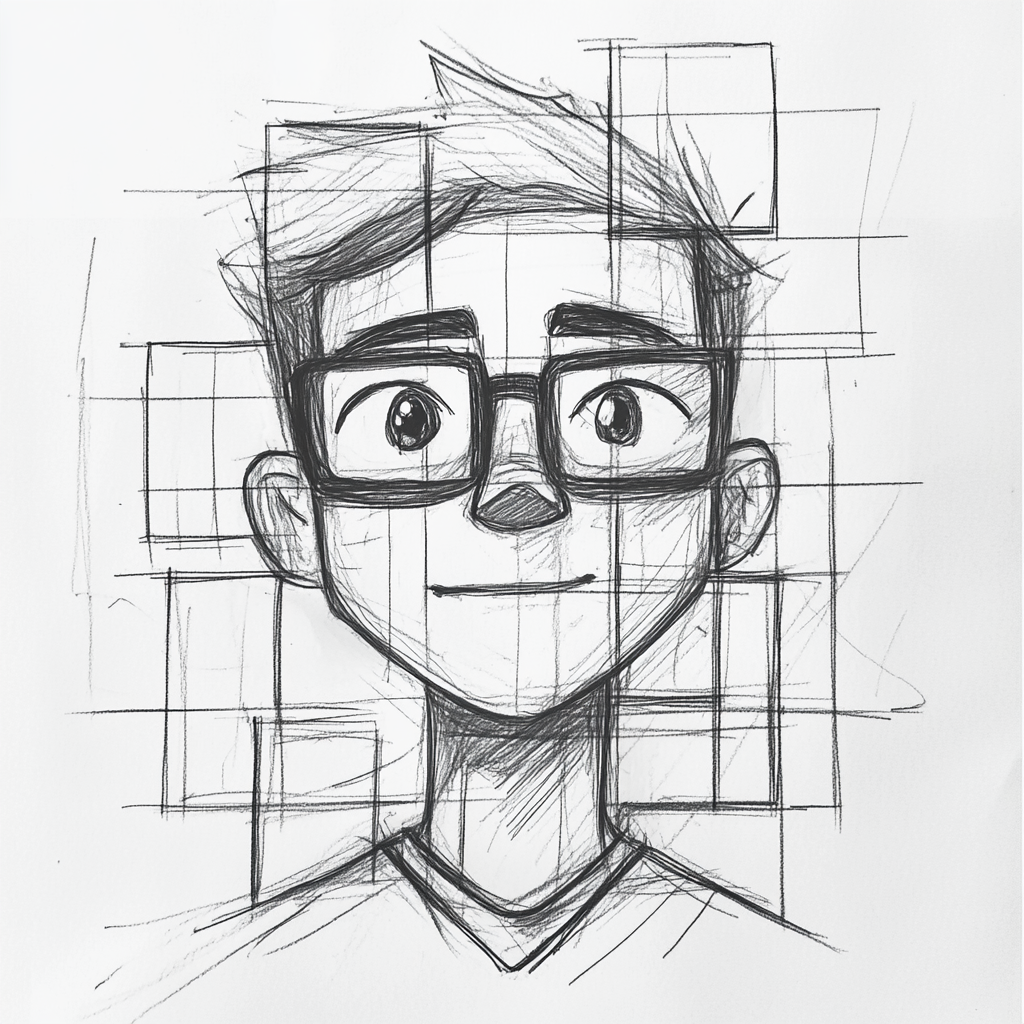 Sketch of a UX persona with bold lines